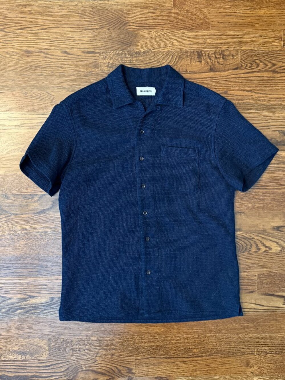 Taylor Stitch Short Sleeve Button Down Shirt, Small 38, Navy Blue